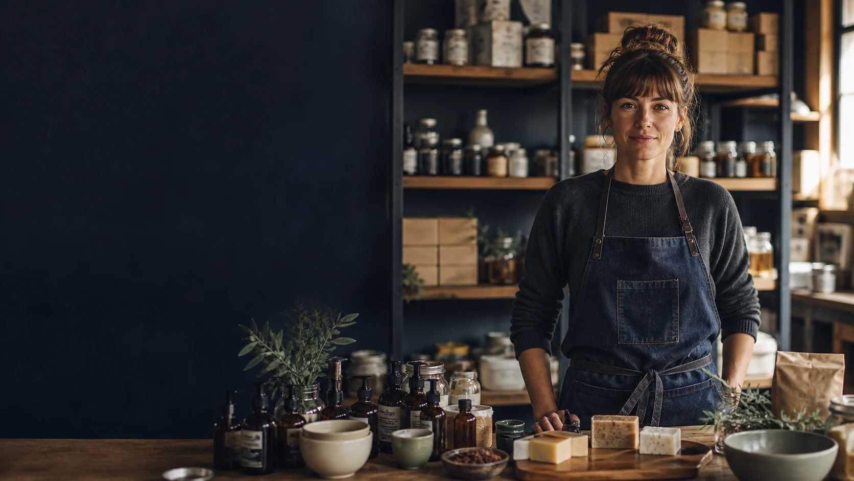 Maker in an organized small-batch production studio