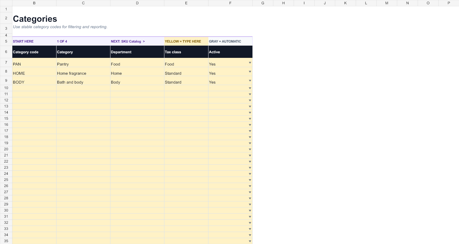 Preview of the Product SKU & Catalog Manager workbook