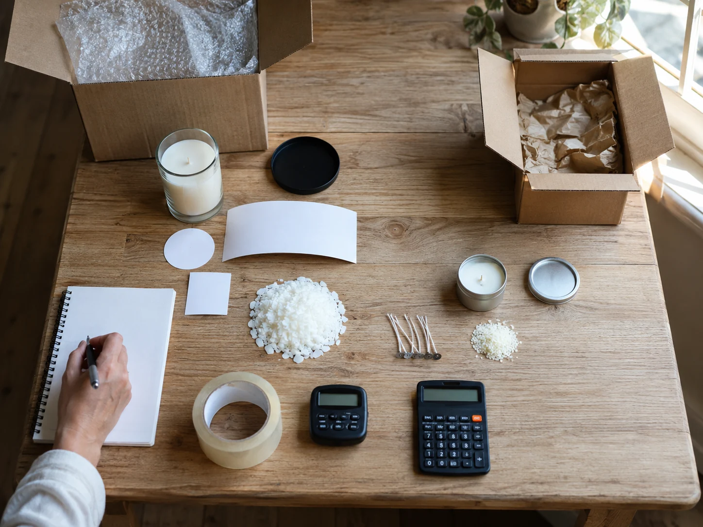 A bestselling candle is shown beside every material, packaging, and labor cost required to sell it.