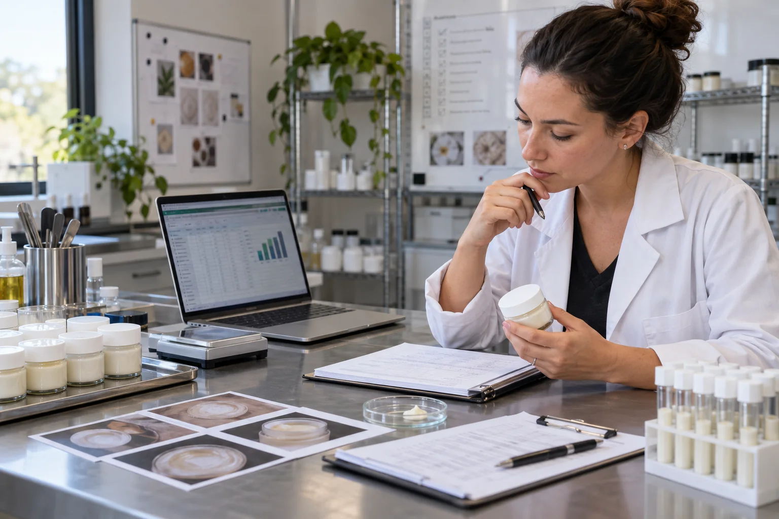 A skincare maker compares prevention, inspection, rework, replacement, and customer failure around a controlled batch.