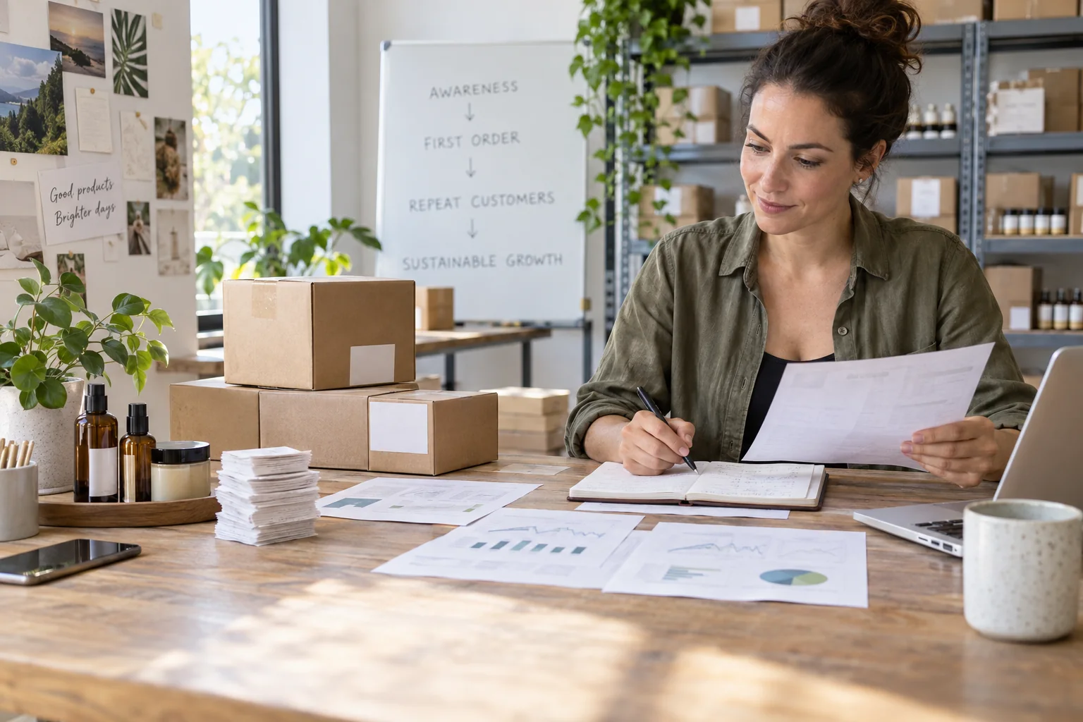A packaged-goods founder compares acquisition evidence, first orders, repeat purchases, and shipping costs.