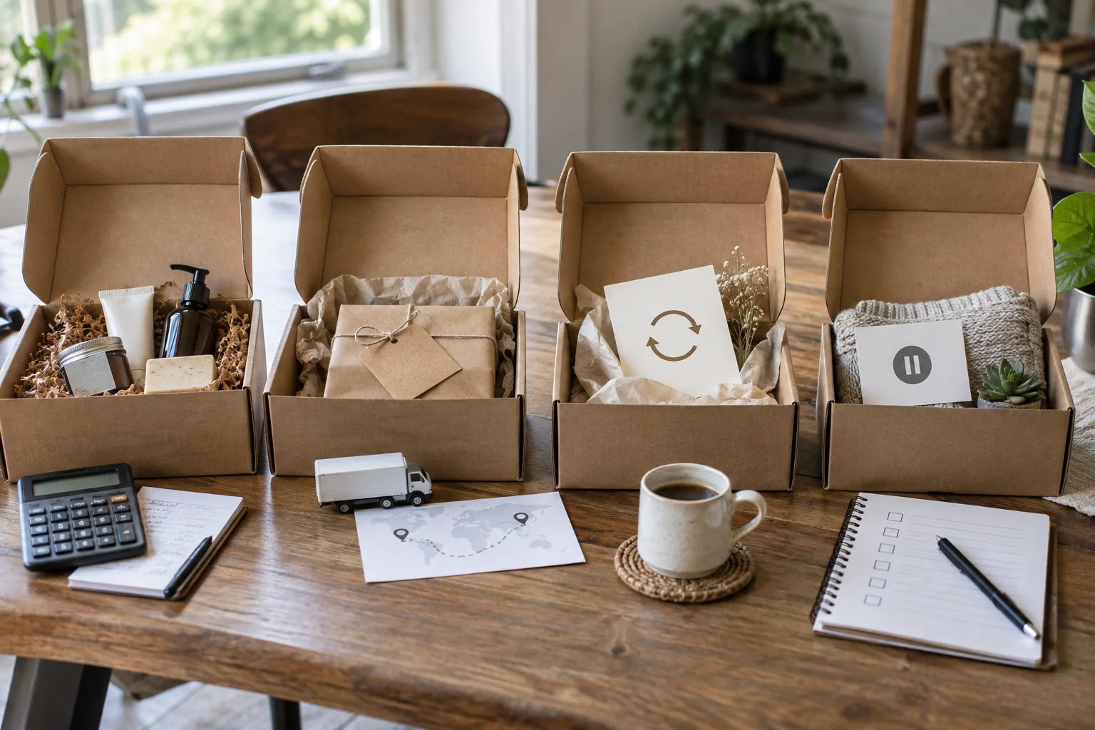 Four subscription shipments show contents cost, shipping, renewal, pause, and churn evidence.