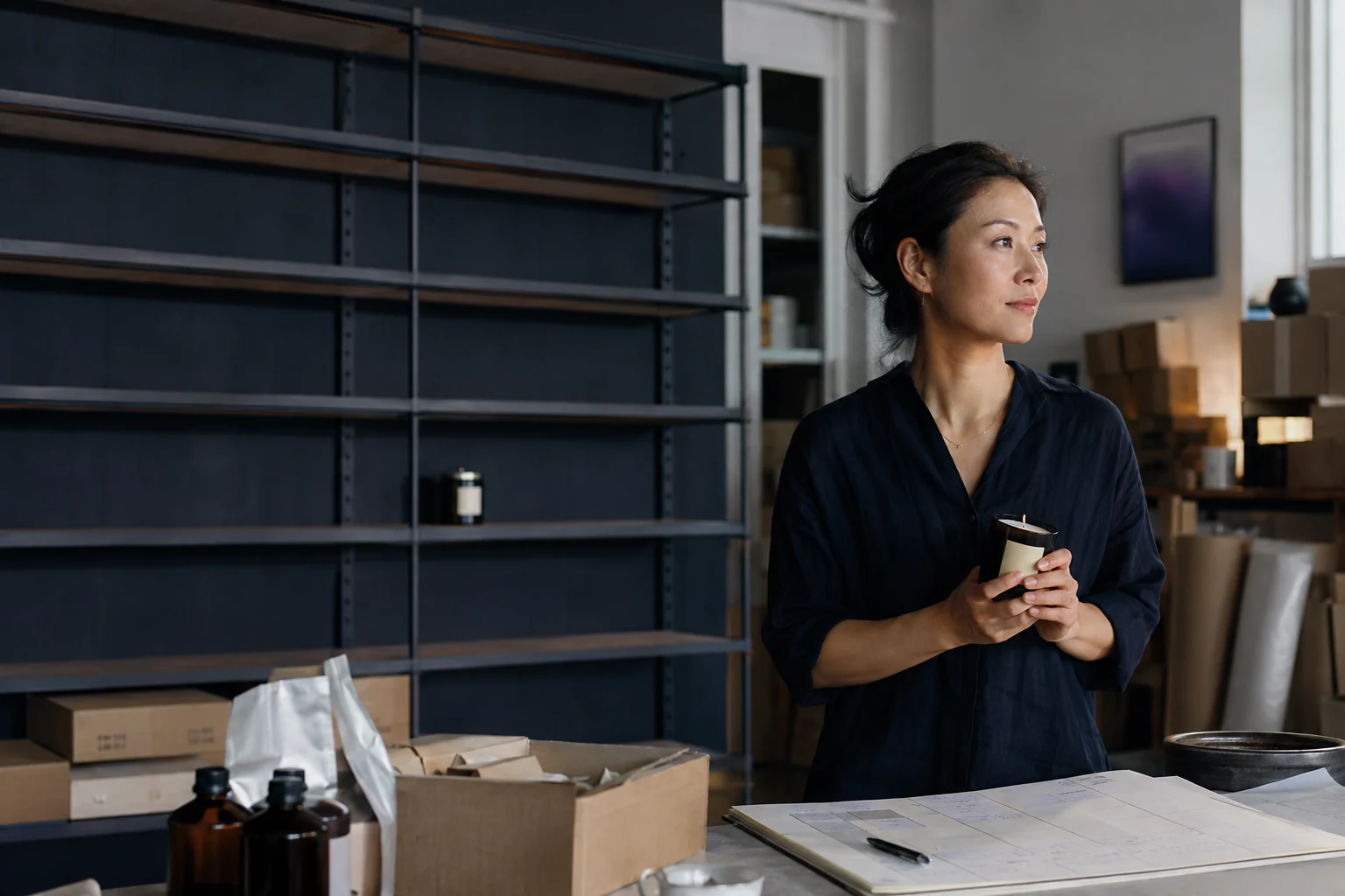 A candle maker prepares materials and a production plan for the second batch after selling out.